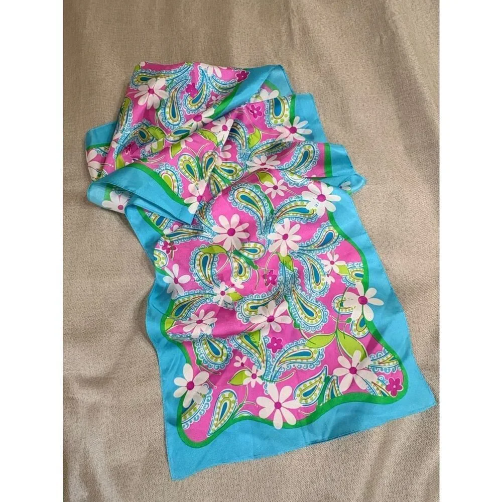 Lilly Pulitzer x Ford Silk Scarf Pink Paisley Breast Cancer Awareness 2004